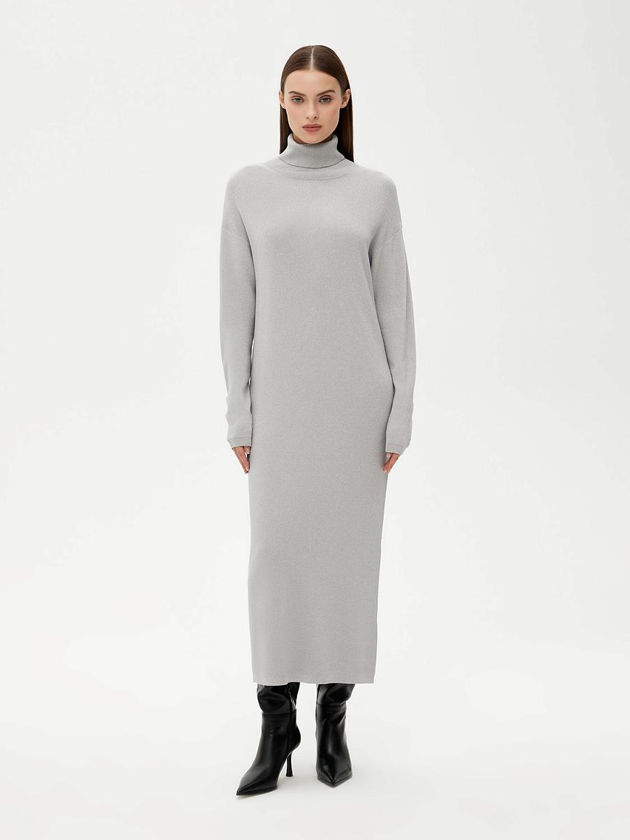 Трикотажное платье прямого кроя с люрексом