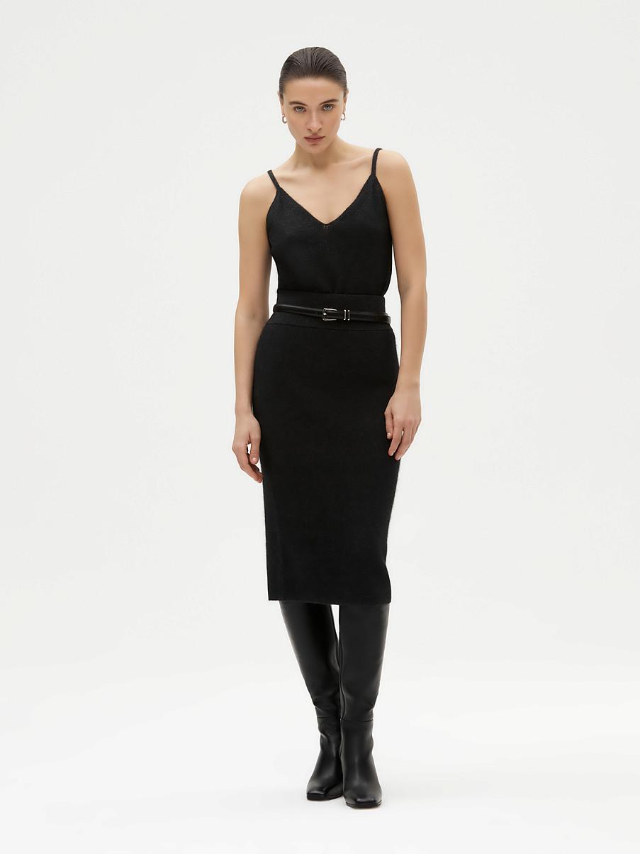 Облегающая трикотажная юбка с ангорой и шерстью