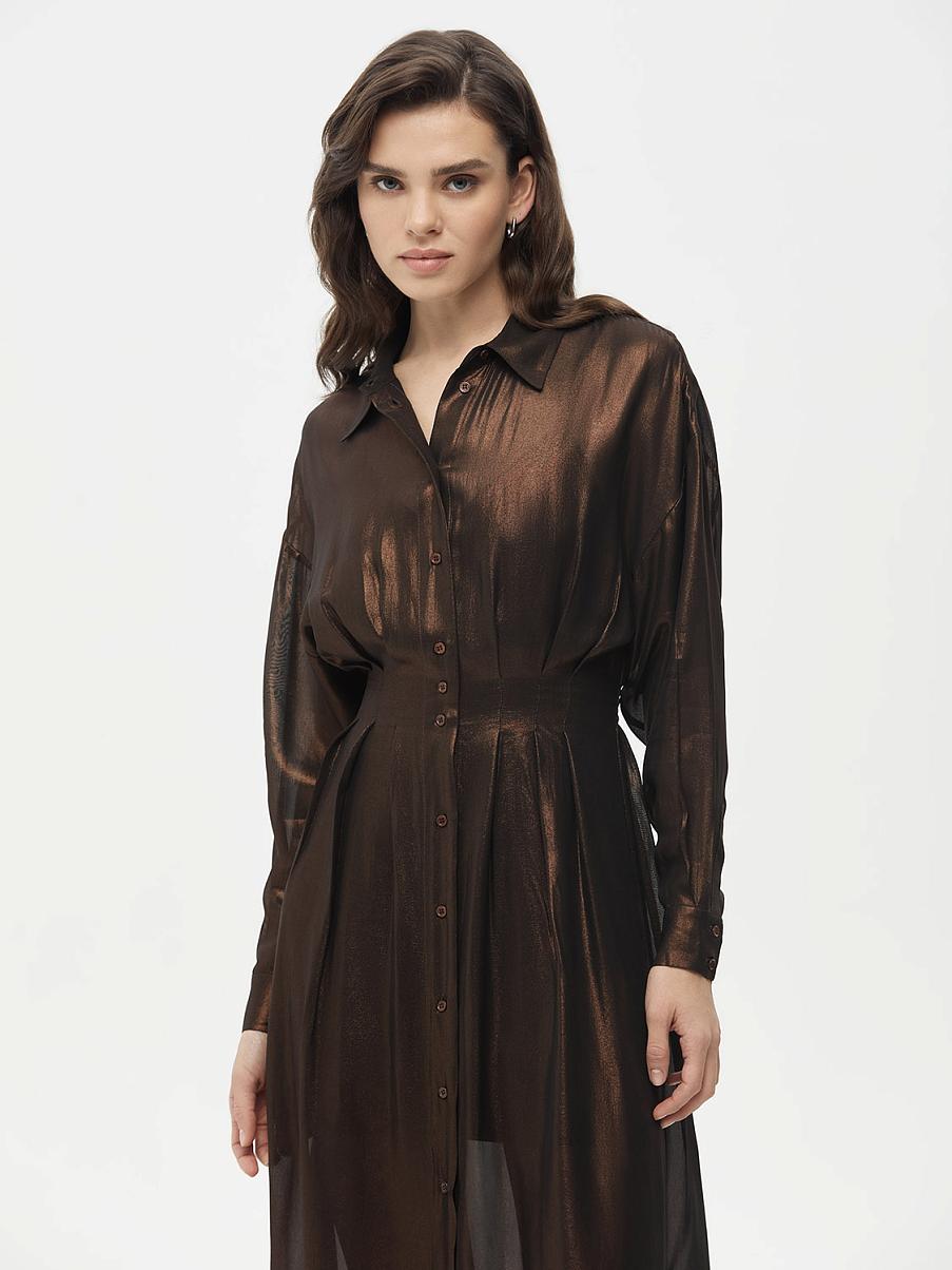 Приталенное платье макси рубашечного кроя