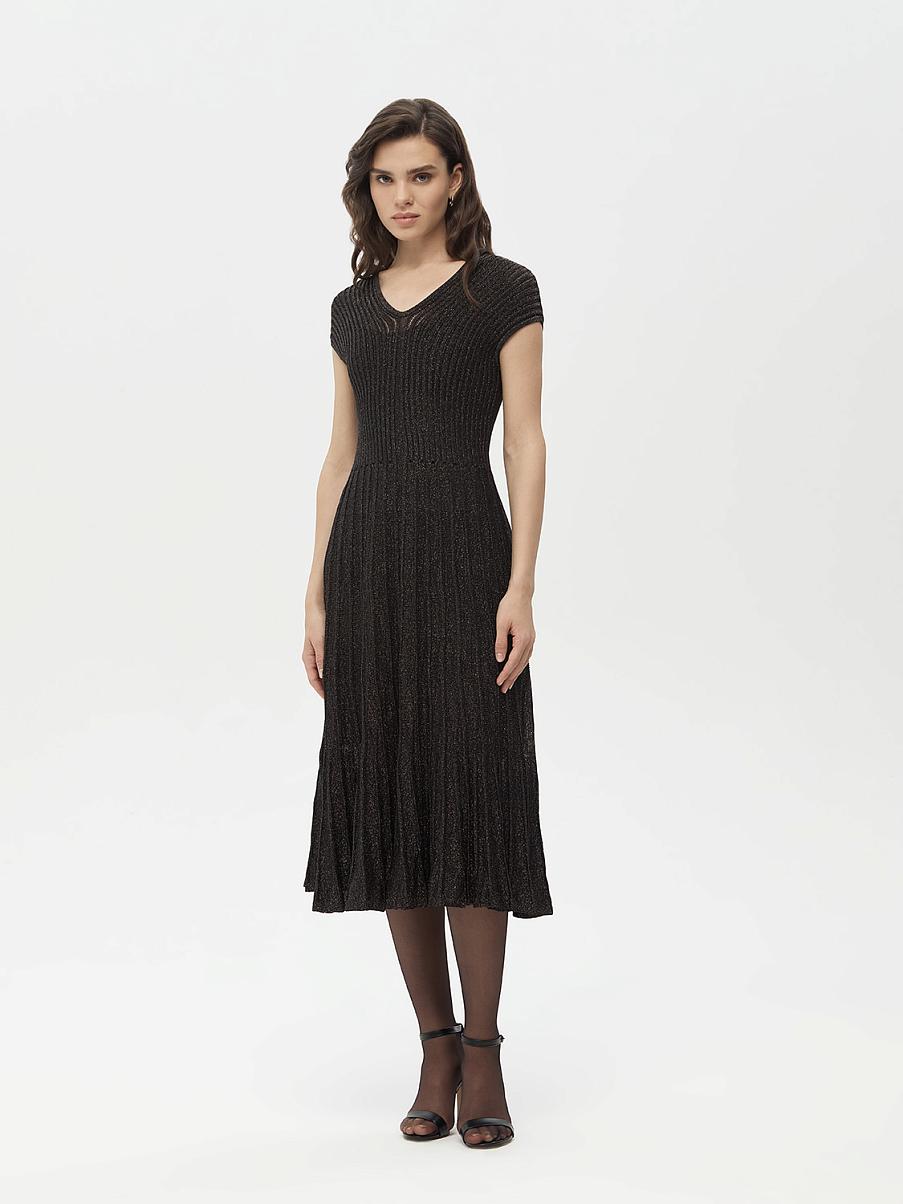 Трикотажное платье миди с люрексом