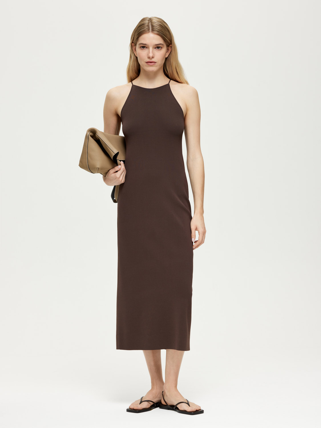 LSSM-780013 Платье трикотажное (коричневый, S)