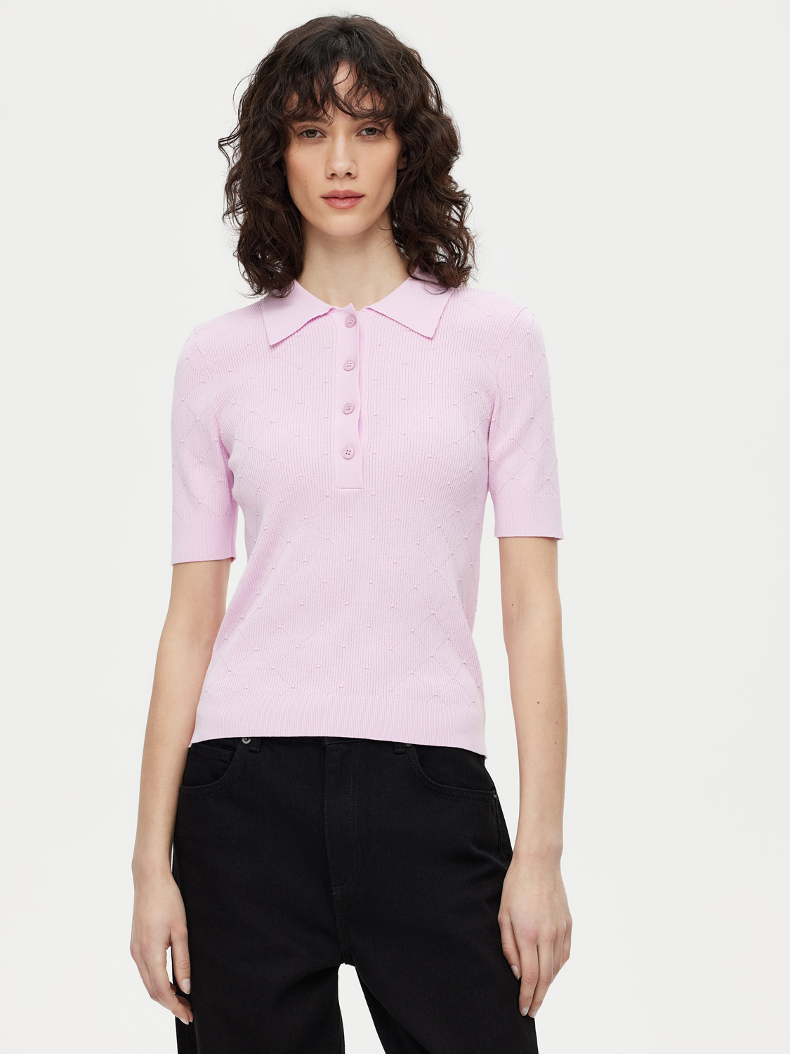 LSSM-070036 Трикотажная блуза (розовый, M)