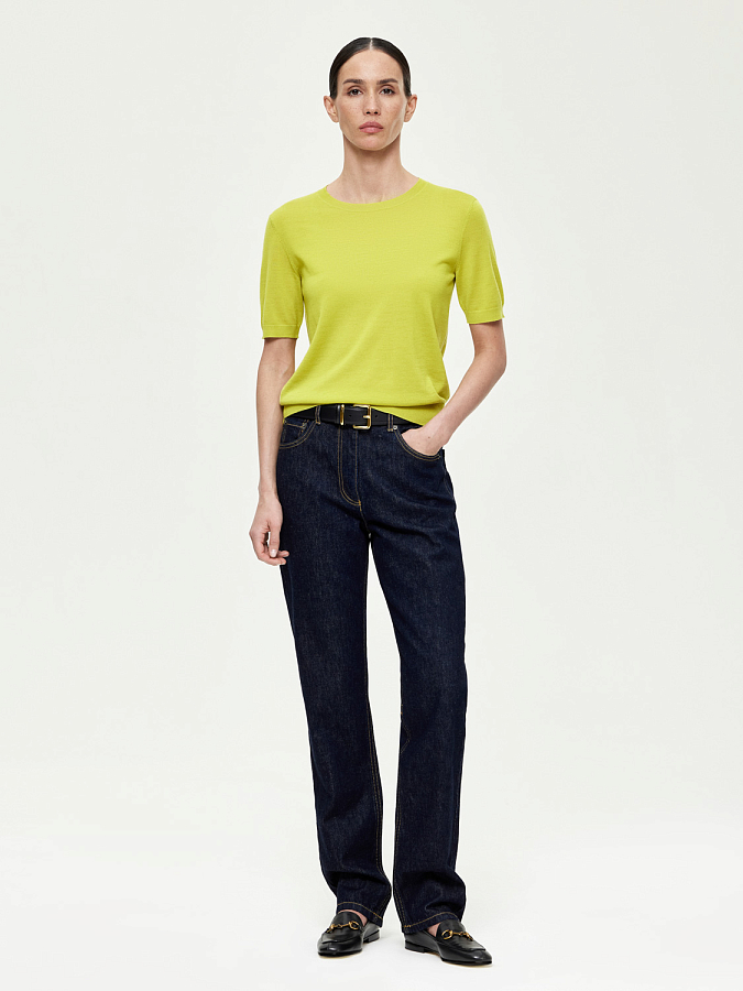 LSSM-070031 Трикотажная блуза (лайм, M)