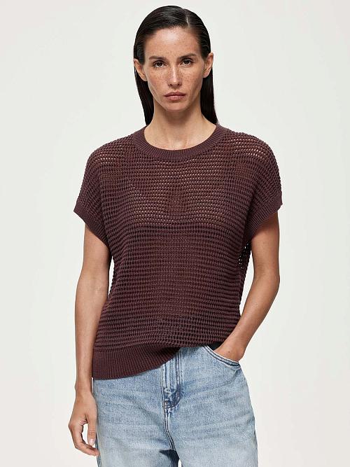 LSSM-070042 Трикотажная блуза (коричневый, S)