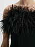 Платье мини с перьями