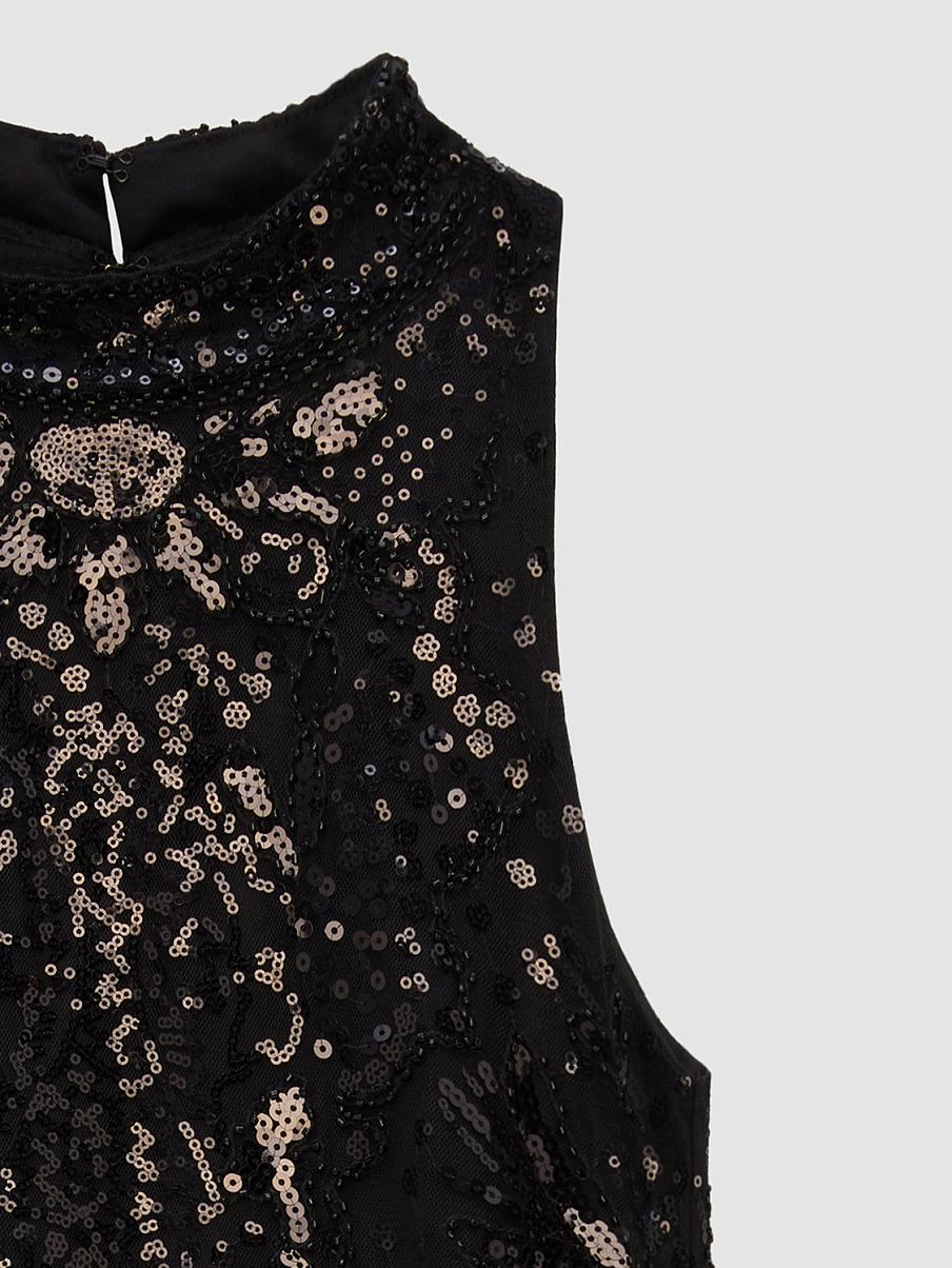 Платье мини с пайетками и открытой спиной