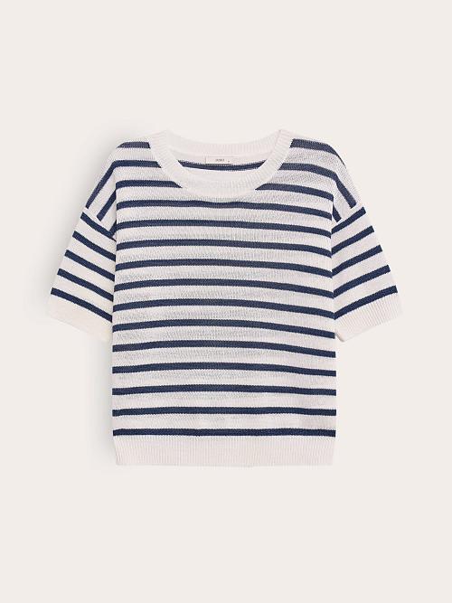 LSSM-070043 Трикотажная блуза (бело-синий, XS)