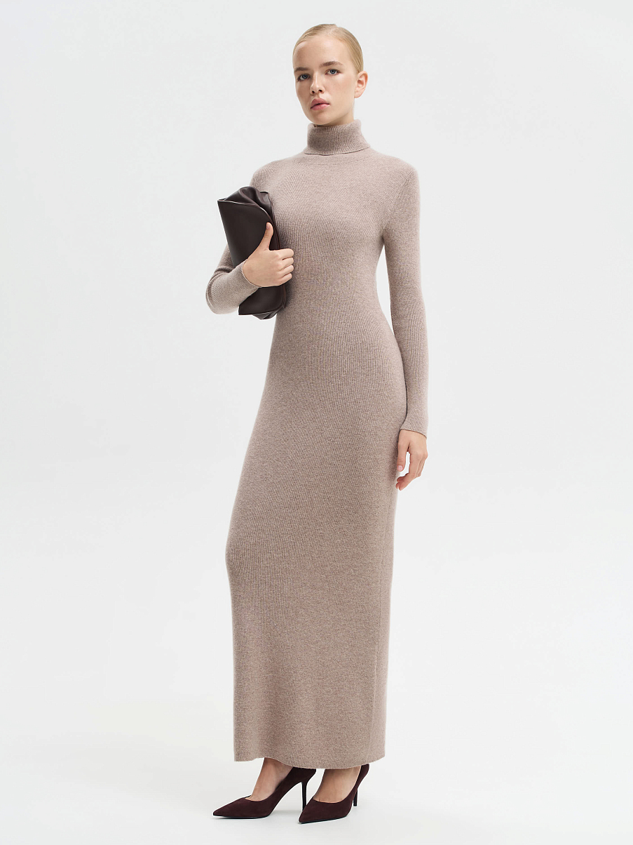 Платье макси из шерсти с кашемиром