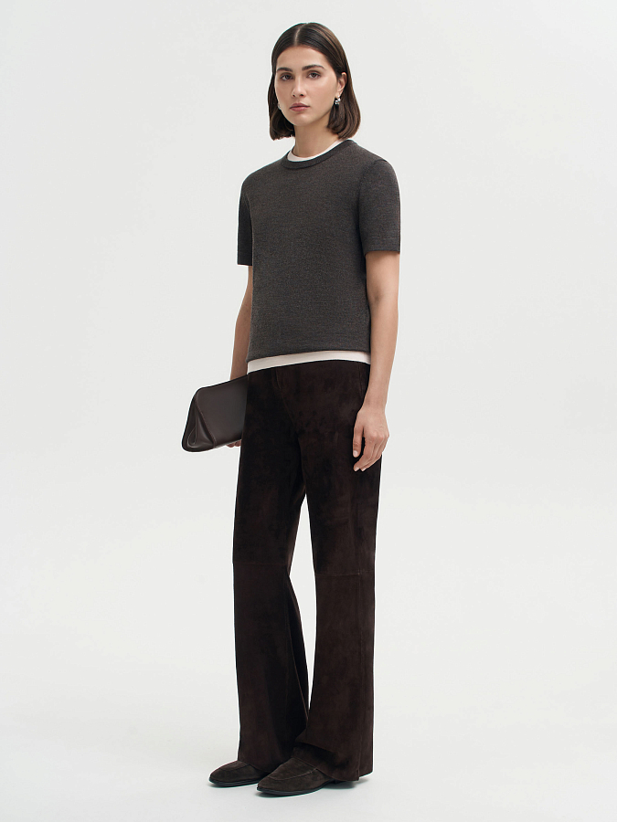 LSWN-072023 Топ трикотажный (коричневый, S)