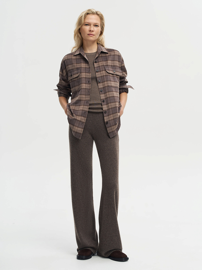 LSWN-102009 Рубашка (коричневый, XS)