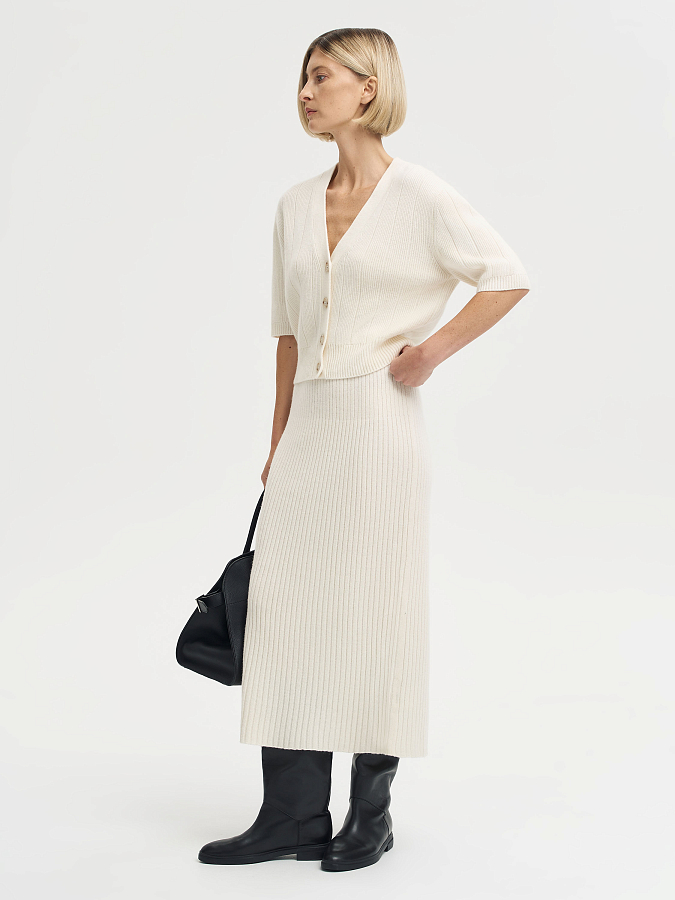 LSWN-812008 Юбка трикотажная (кремовый, XS)