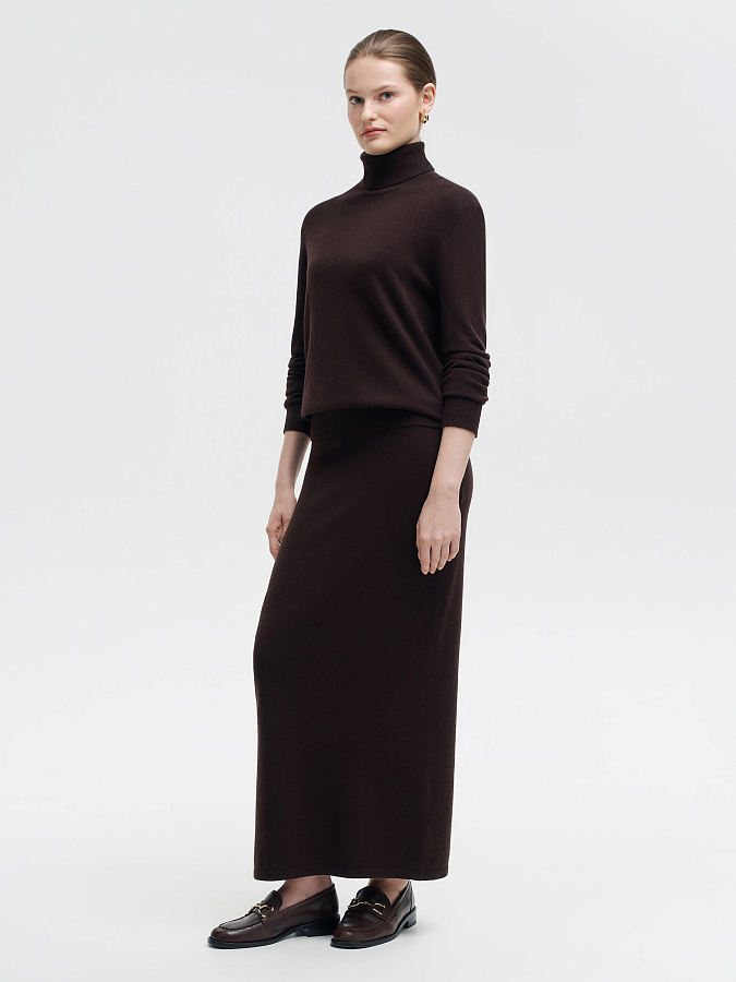 LSWN-812007 Юбка трикотажная (темно-коричневый, L)