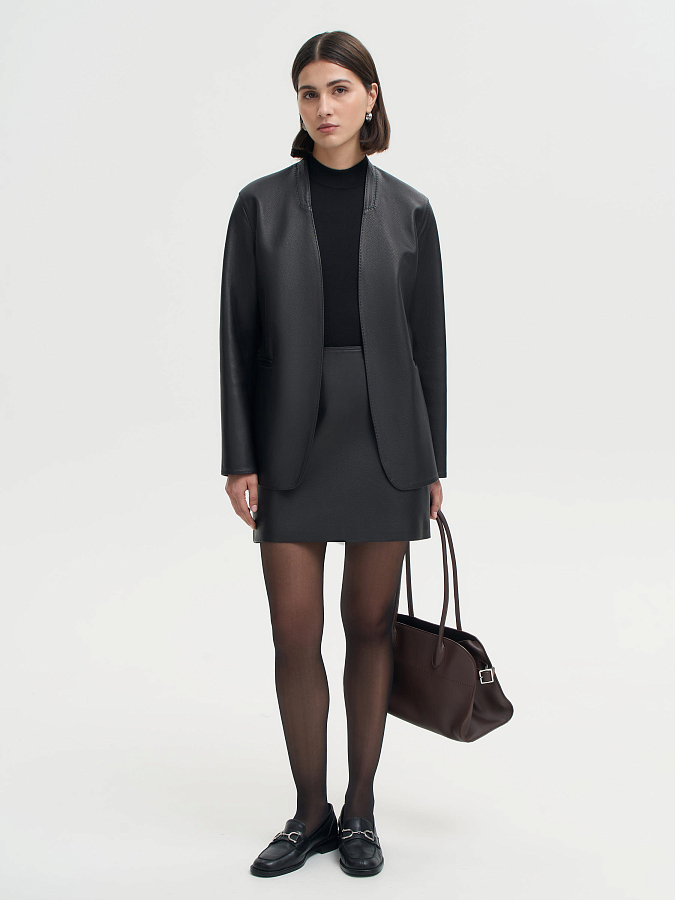 LSWN-412003 Юбка кожаная (черный, L)