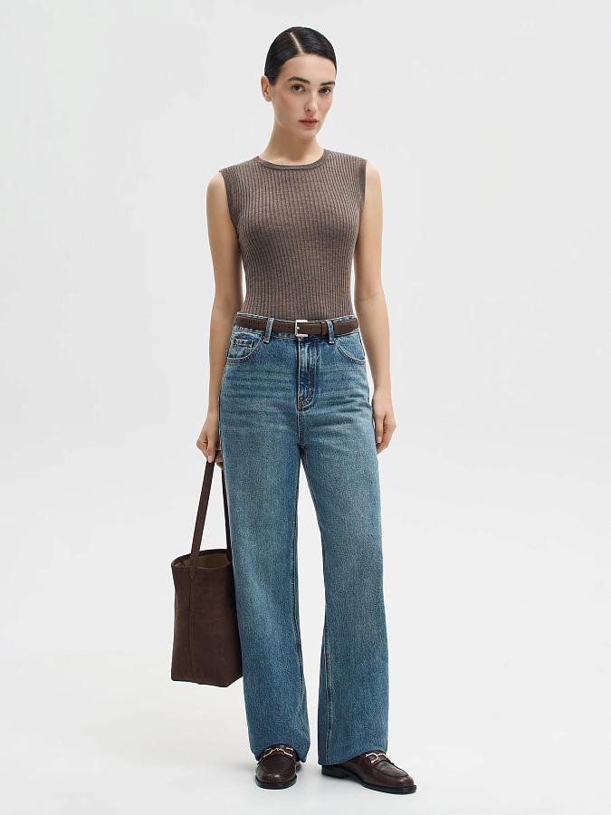 LSWN-072002 Топ трикотажный (капучино, S)