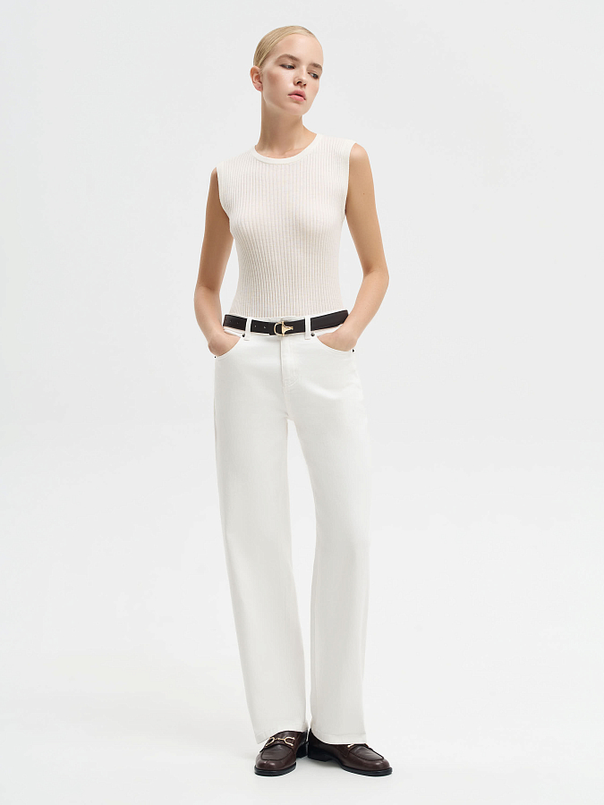 LSWN-072002 Топ трикотажный (белый, XS)