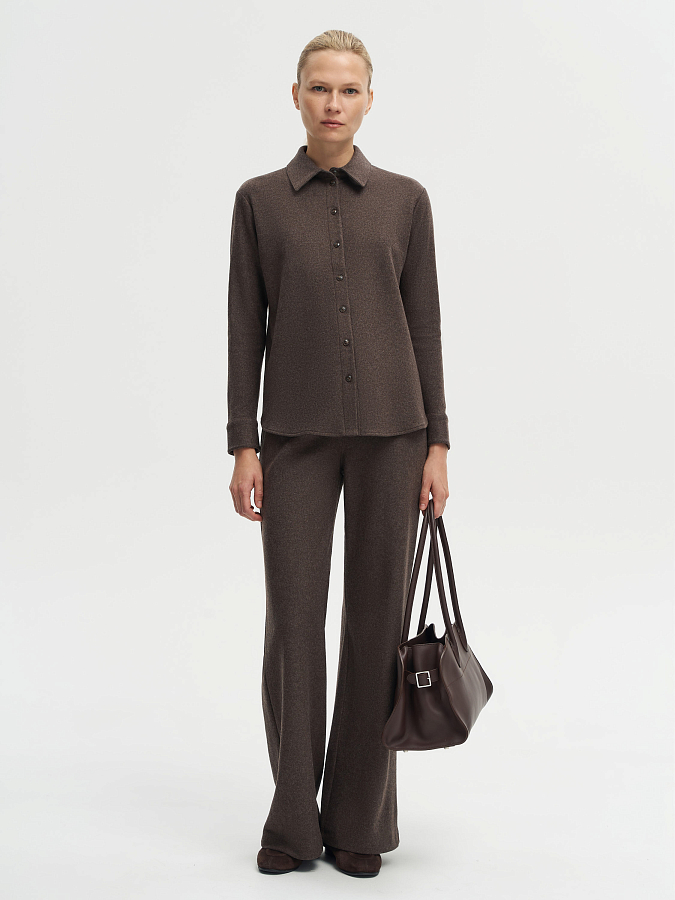 LSWN-102022 Рубашка (коричневый, XS)