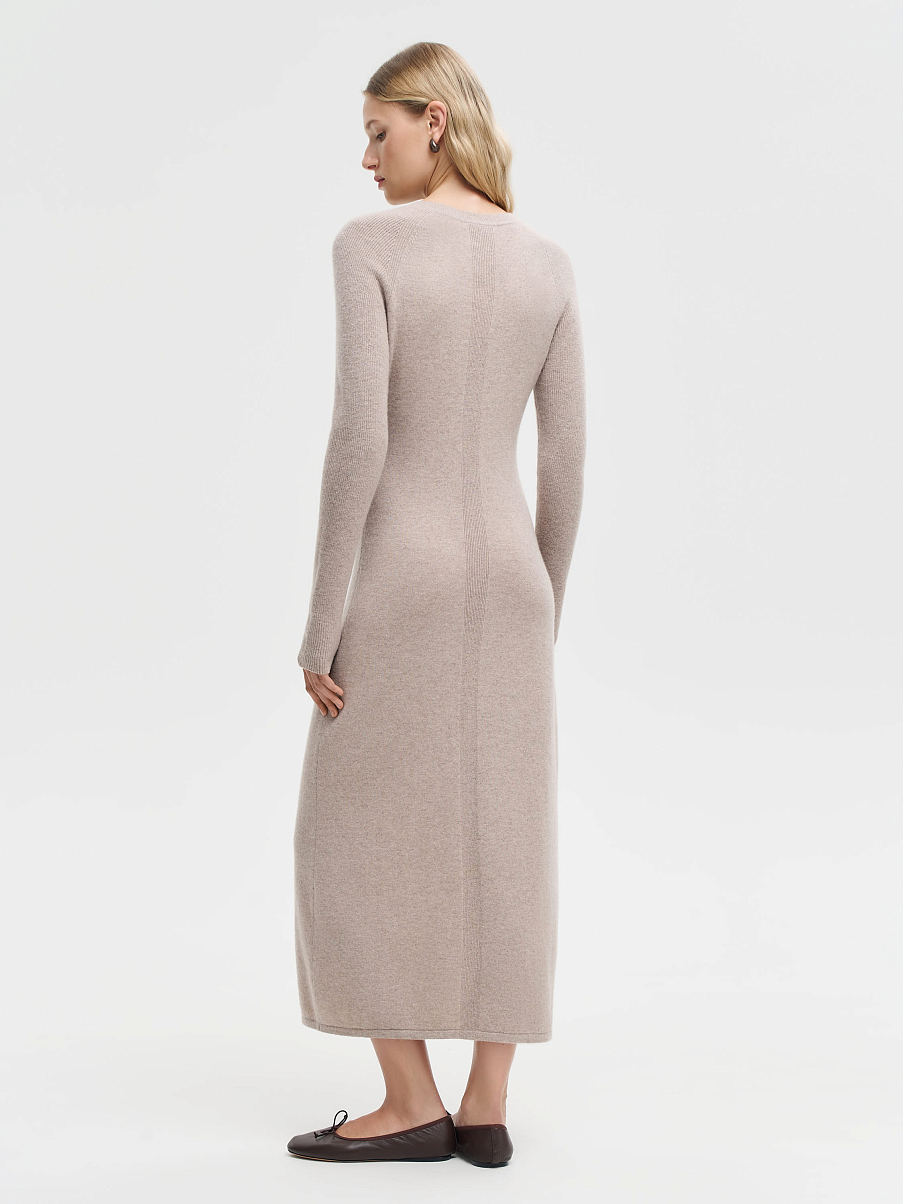 Платье макси из мериноса с кашемиром