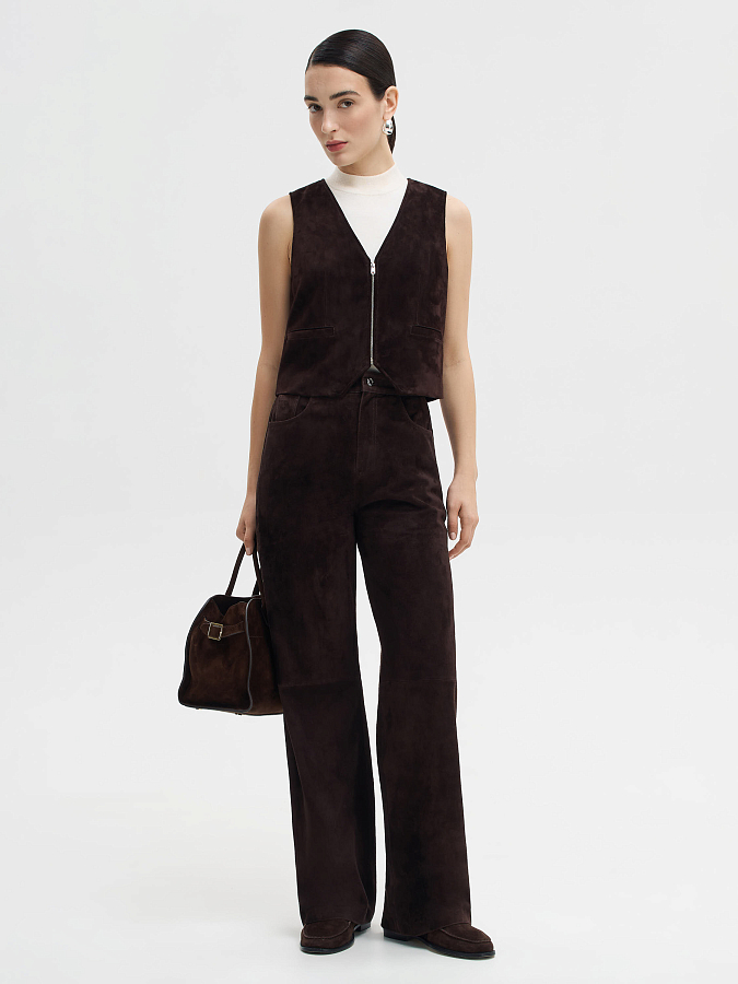 LSWN-402001 Брюки кожаные (темно-коричневый, M)