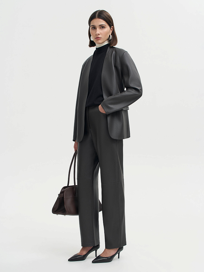 LSWN-402003 Брюки кожаные (темно-коричневый, L)