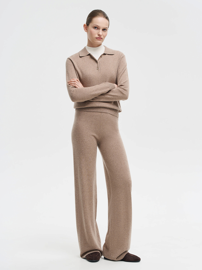 LSWN-822008 Брюки трикотажные (капучино, L)