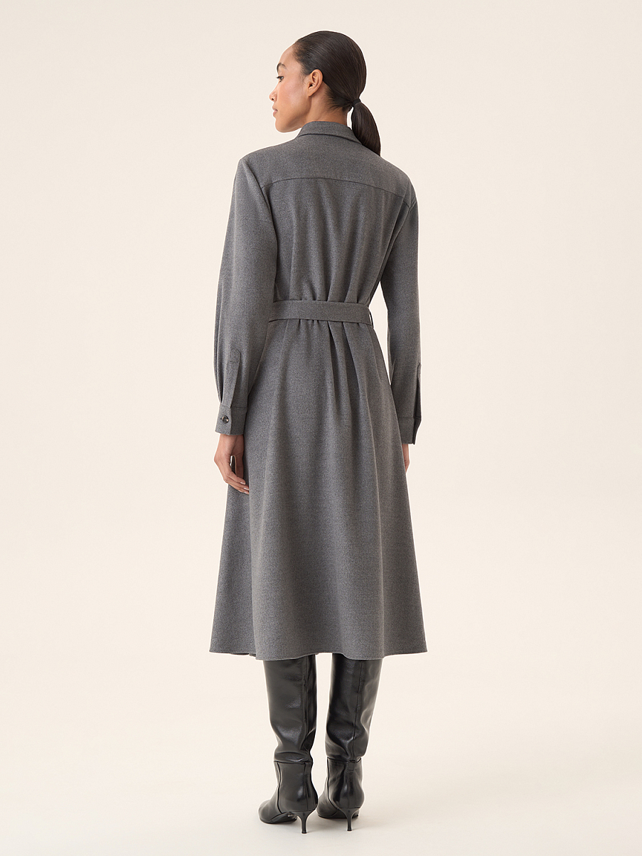 Платье миди из шерсти и шелка