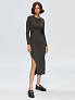 Облегающее трикотажное платье миди с разрезом