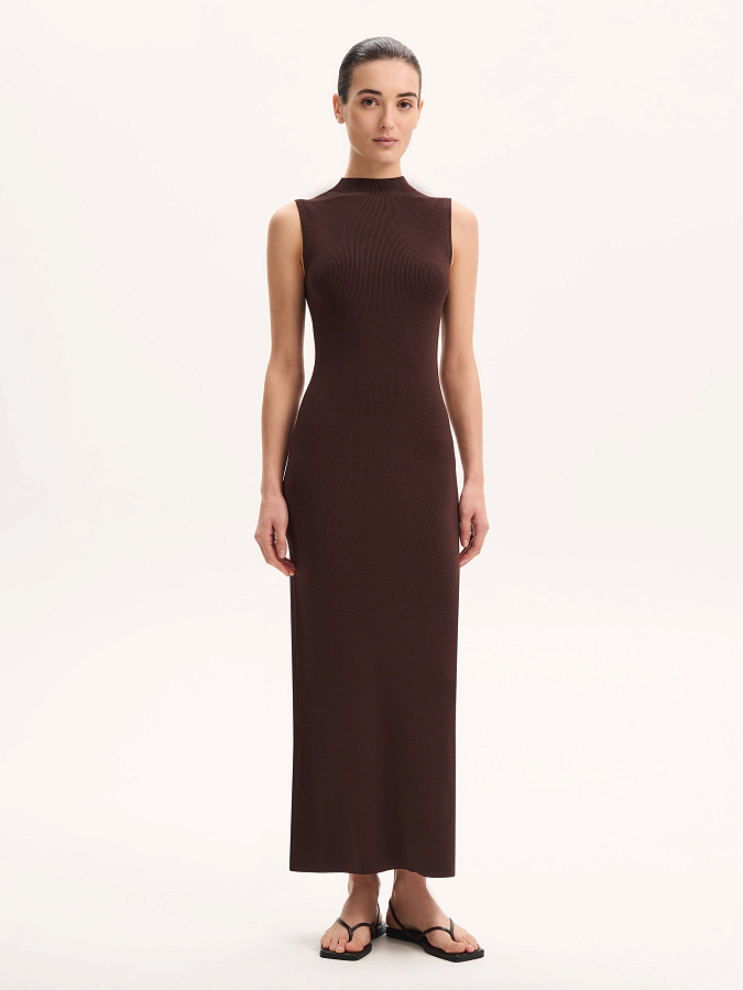 LSSL-782030 Платье трикотажное (темно-коричневый, XS)