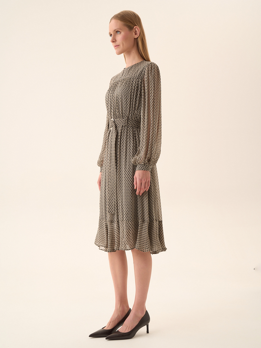 Платье миди с длинным рукавом