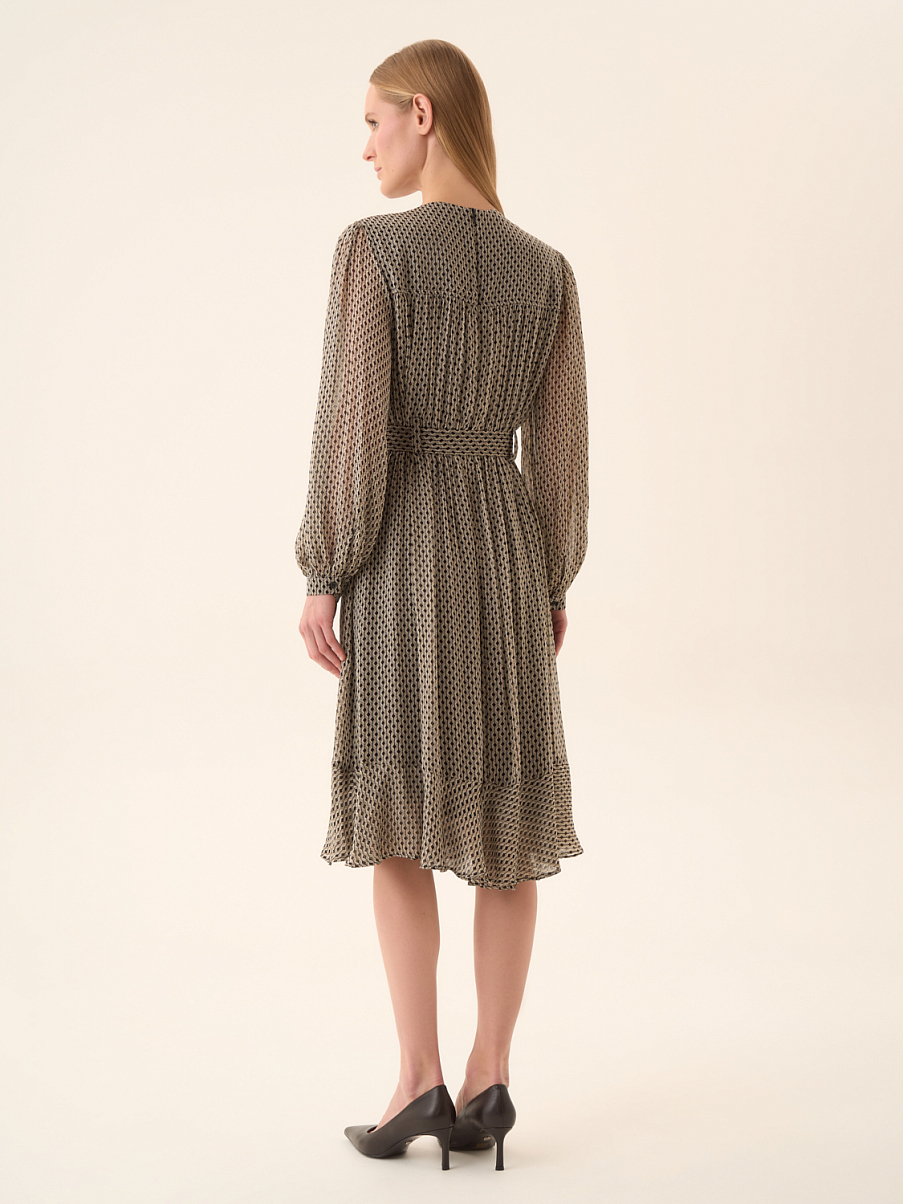 Платье миди с длинным рукавом