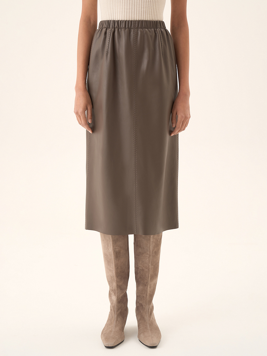 Юбка миди из натуральной кожи