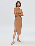 Облегающее трикотажное платье миди с разрезом