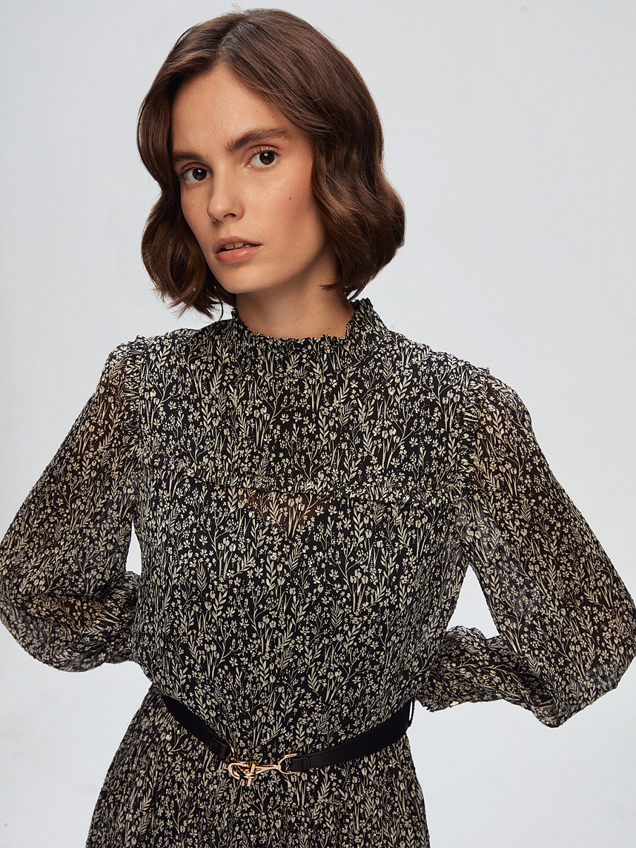 Шифоновое платье миди с цветочным узором