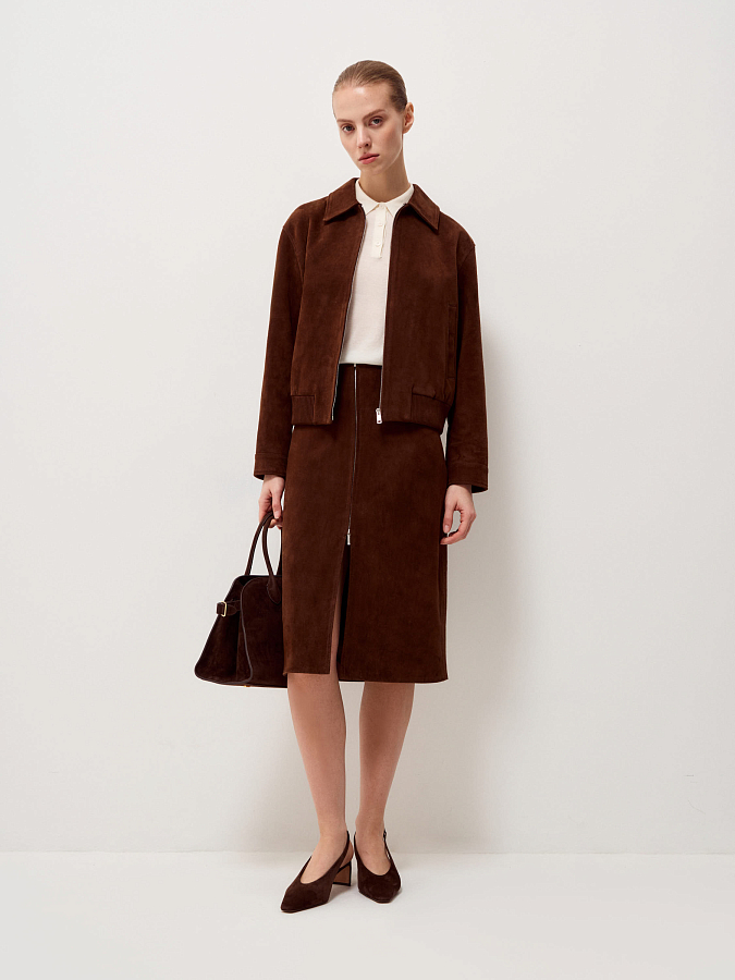 LSSP-412002 Юбка кожаная (коричневый, L)