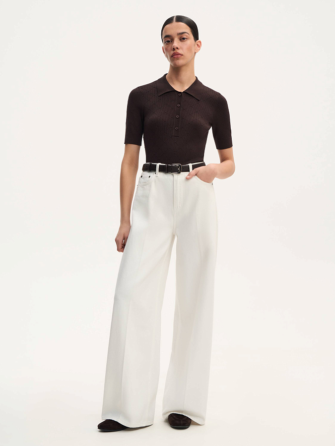 LSSM-070036 Трикотажная блуза (темно-коричневый, L)