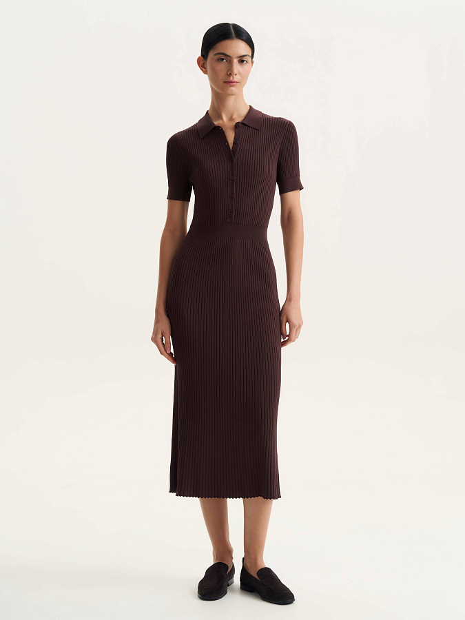 LSSL-782003 Платье трикотажное (темно-коричневый, XS)