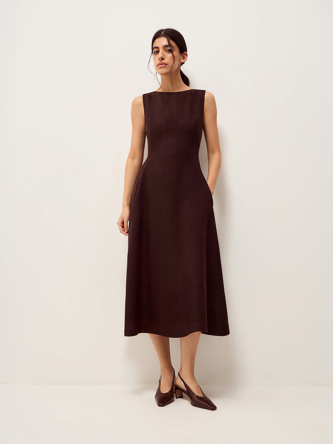 LSSP-022082 Платье (коричневый, XS)